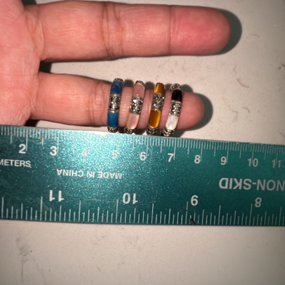 Stackable Multicolor Gemstone Sterling Silver Rings - Picture 6 of 16